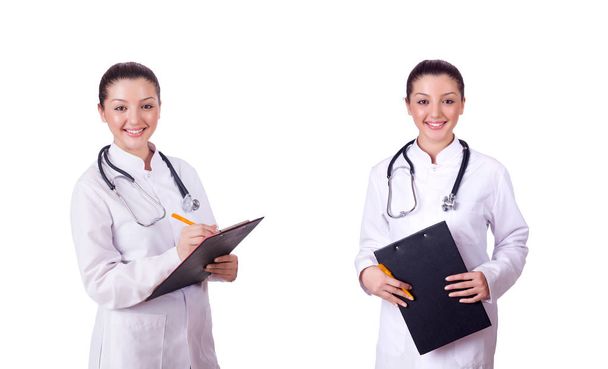 Giovane donna medico su bianco - Foto, immagini