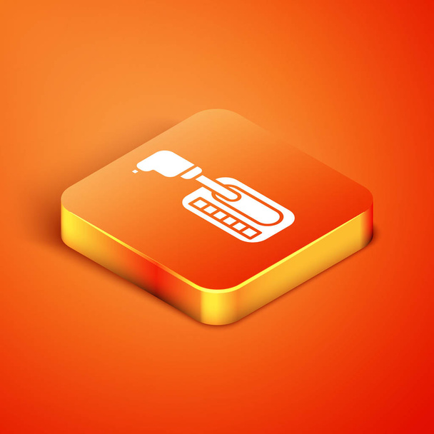 Isometric Gear shifter icon isolated on orange background. Transmission icon. Vector Illustration - Vector, Image