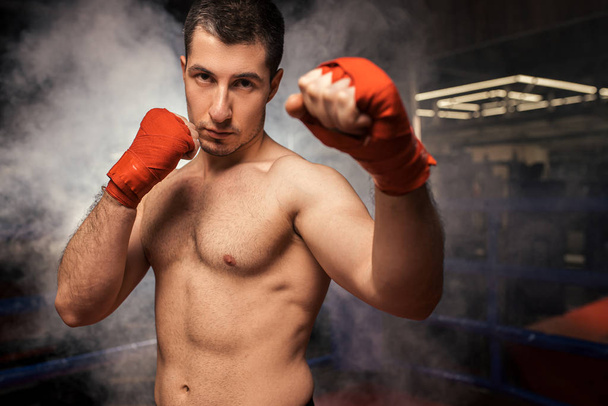 athlete boxer man in ring - Foto, Imagen