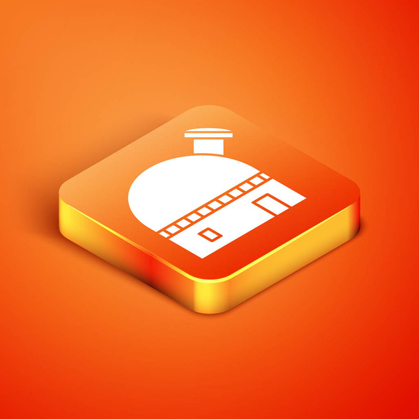 Isometric Astronomical observatory icon isolated on orange background. Vector Illustration - ベクター画像
