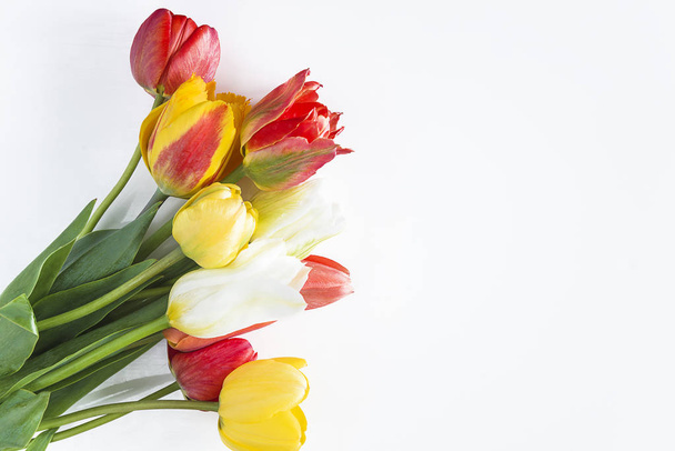 Bunch of red and yellow tulips - 写真・画像
