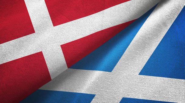 Δανία και Σκωτία δύο σημαίες υφάνσιμες ίνες υφάνσιμες ίνες - Φωτογραφία, εικόνα