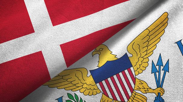 Dánia és Virgin-szigetek Egyesült Államok két zászló textil ruha, szövet textúra - Fotó, kép