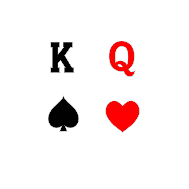 schwarzer Pik-König und rote Herzdame. Pokerkarten. Vektorillustration. - Vektor, Bild