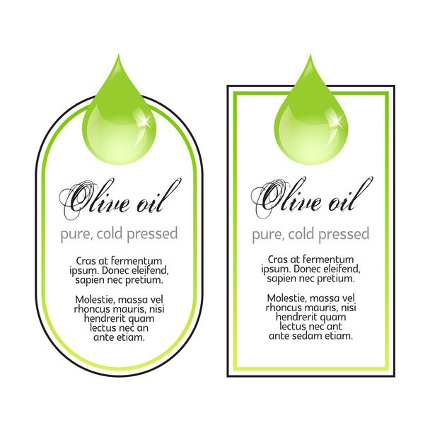 olijfolie etiketten op wit - Vector, afbeelding