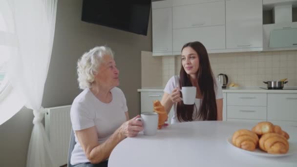 Senior woman enjoying time with granddaughter. - Filmati, video