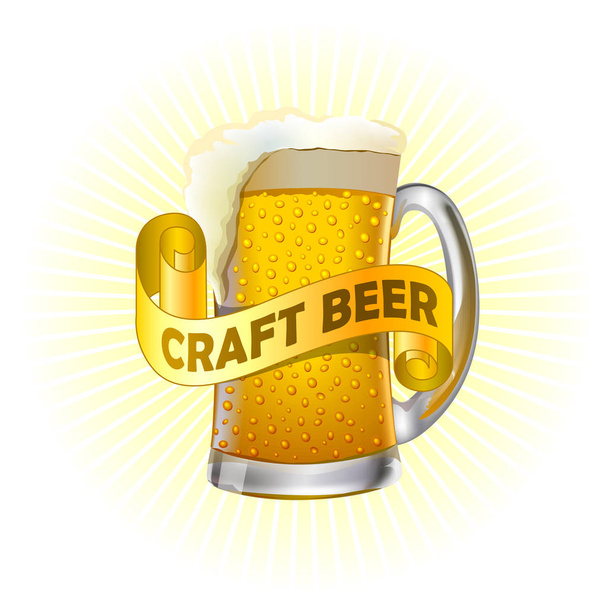 Craft beer realistic drawn icon. Design element for brewery industry or pub menu. - ベクター画像