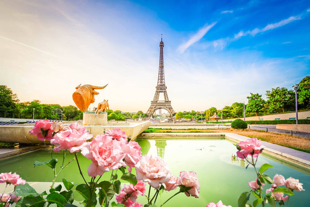 Eiffeltour en vanuit Trocadero, Parijs - Foto, afbeelding