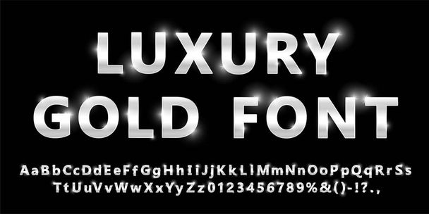 光沢のある現代的な銀フォントを黒に分離 - ベクター画像