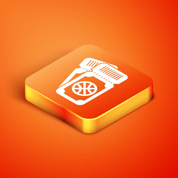 Isometrica icona del biglietto del gioco di basket isolato su sfondo arancione. Illustrazione vettoriale
 - Vettoriali, immagini