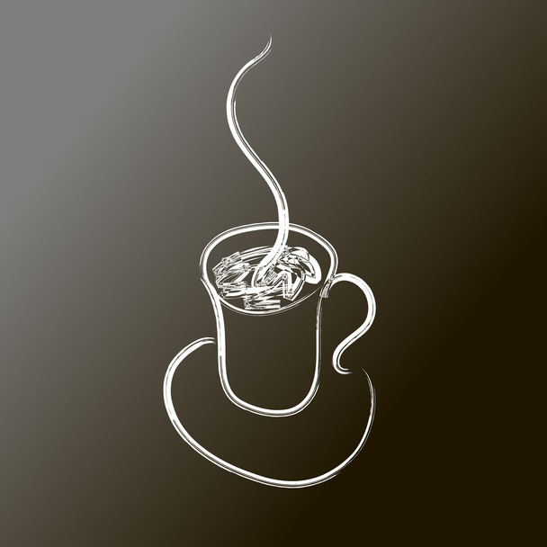 Cup of coffee pictured with a chalk - Vector, afbeelding