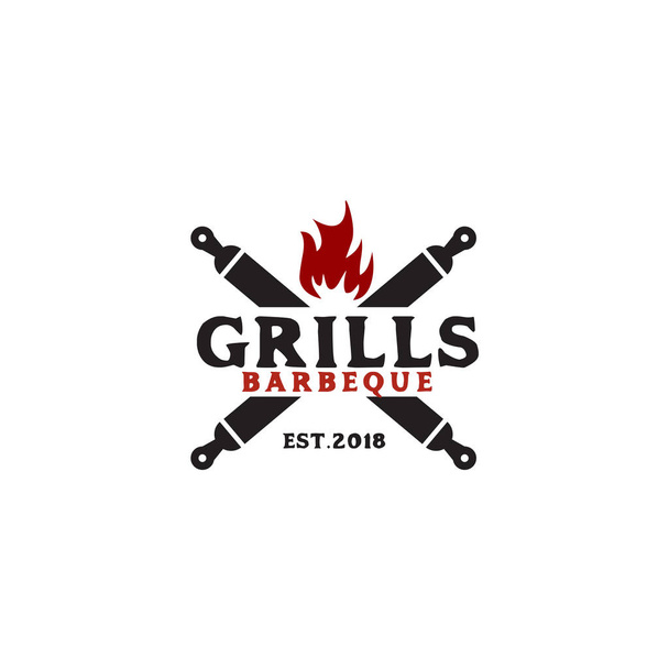 Шаблон дизайну логотипу ресторану барбекю Grills
 - Вектор, зображення
