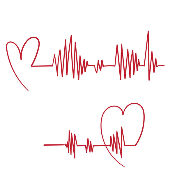 Gesundheit medizinischer Herzschlagpuls Illustration mit handgezeichnetem Doodle-Vektor - Vektor, Bild
