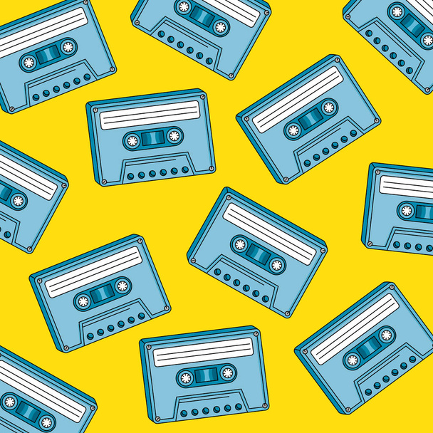 background of cassettes of nineties retro style - Vector, afbeelding