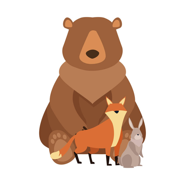 Cartoon wild bear and animals design - Vector, Image