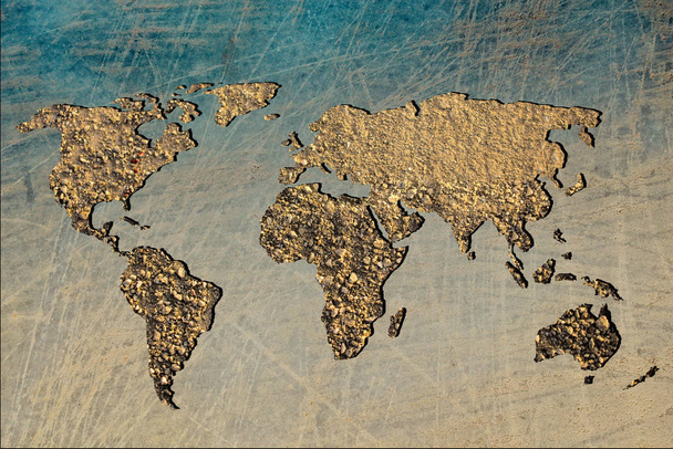 Zhruba nastíněná mapa světa s pozadím zdi - Fotografie, Obrázek