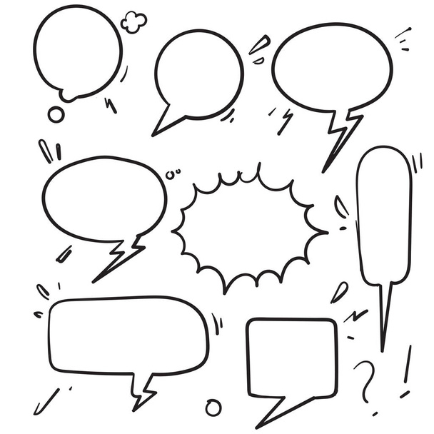 Speech bubbles. Vintage word bubbles, retro bubbly comic shapes. Thinking and speaking clouds with doodle vector set - Vektör, Görsel