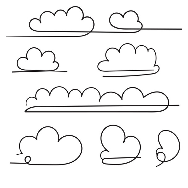 collection of Cloud icon vector illustration with single continuous line hand drawing doodle style - Vector, Image