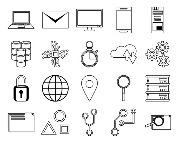 pacote de ícones de informações de transferência de data center
 - Vetor, Imagem