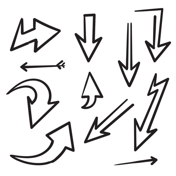 raccolta di frecce vettoriali disegnate a mano scarabocchiare isolato su sfondo bianco. elemento di design illustrazione vettoriale
. - Vettoriali, immagini