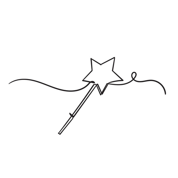 Hand Drawn magic wand doodle Sketch style icon. Decoration element. Isolated on white background. - Vector, Image