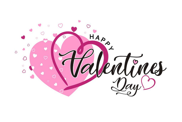 felice giorno di San Valentino modello di cuore e tipografia
  - Vettoriali, immagini