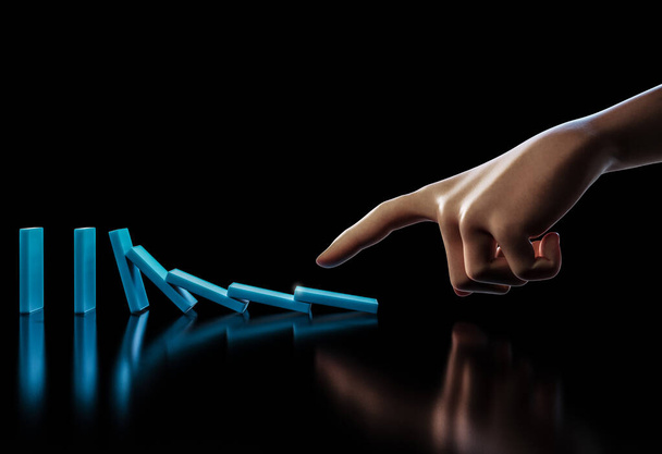 mão empurrar dominó
 - Foto, Imagem