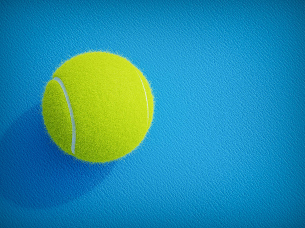 Tennis ball on blue floor - Photo, Image
