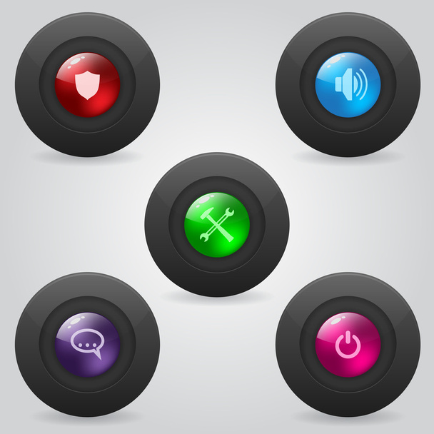 Matte web buttons with shiny inner spheres - Vector, afbeelding