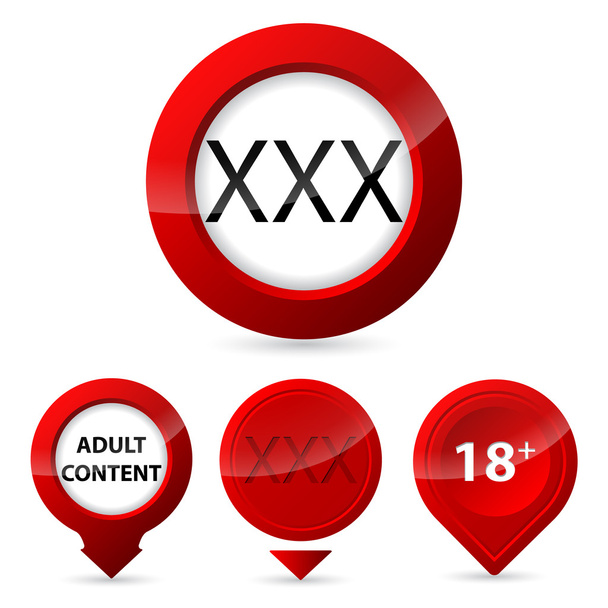 rode xxx gloed knop set - Vector, afbeelding