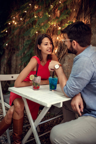 Romance at restaurant for Valentine's Day. Man and woman in love - Valokuva, kuva
