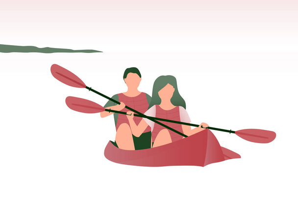 Kayakers swimming in the kayak. Kayak in the sea - ベクター画像