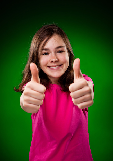 Girl with thumbs up - Фото, изображение