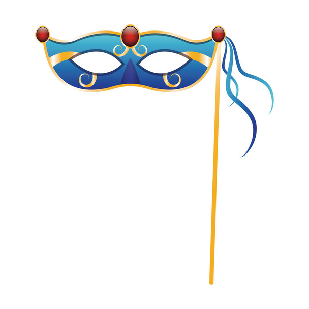 Mardi gras maska na tyčce ikona, plochý design - Vektor, obrázek