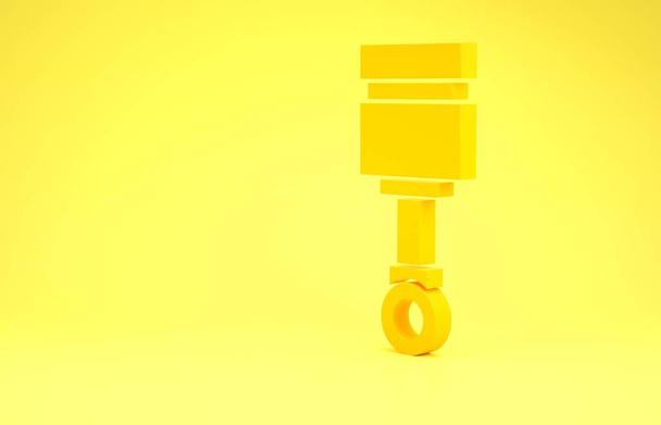 Keltainen moottori mäntä kuvake eristetty keltaisella pohjalla. Auton mäntämerkki. Minimalismin käsite. 3d kuva 3D renderöinti
 - Valokuva, kuva