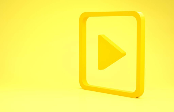 Juego amarillo en icono cuadrado aislado sobre fondo amarillo. Concepto minimalista. 3D ilustración 3D render
 - Foto, Imagen