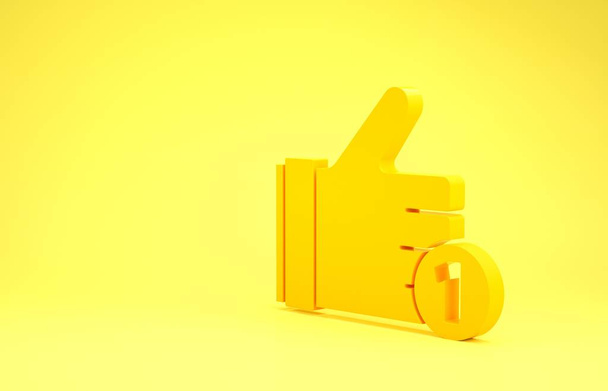 Gele Hand als pictogram geïsoleerd op gele achtergrond. Minimalisme concept. 3d illustratie 3d renderen - Foto, afbeelding