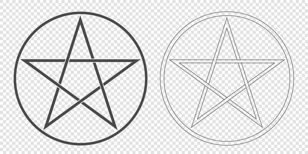 Illustration of a Pentagram, a five-pointed star in a circle. Esoteric or magic symbol of Occultism and Witchcraft. Isolated on transparent background - vector - Vector, Image