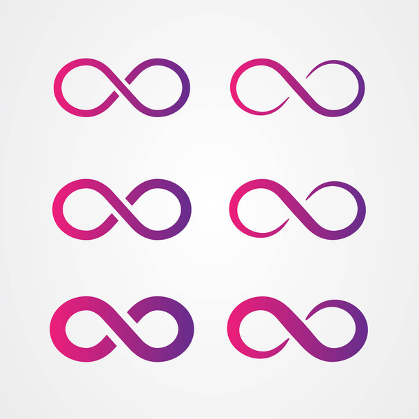 Set of infinity icon logo design. Loop symbol. vector illustration. - Vector, Image
