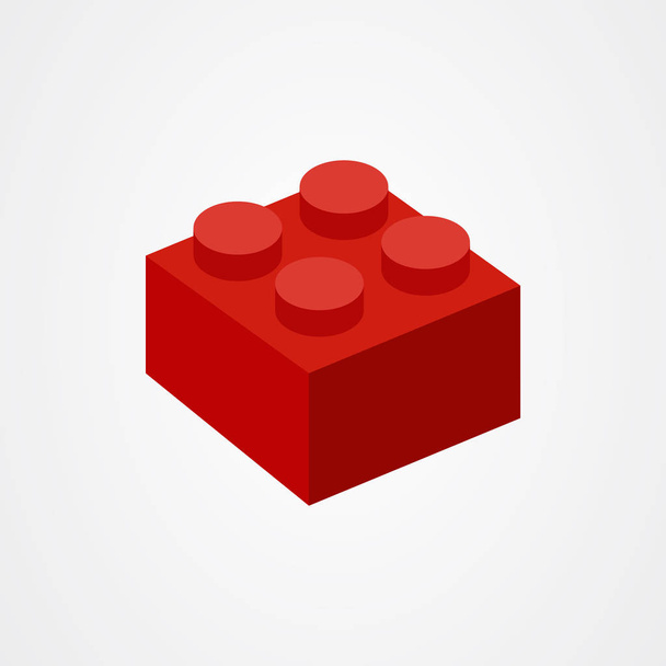赤い子供のレンガのおもちゃや建物のブロックのアイコンのベクトルイラスト - ベクター画像