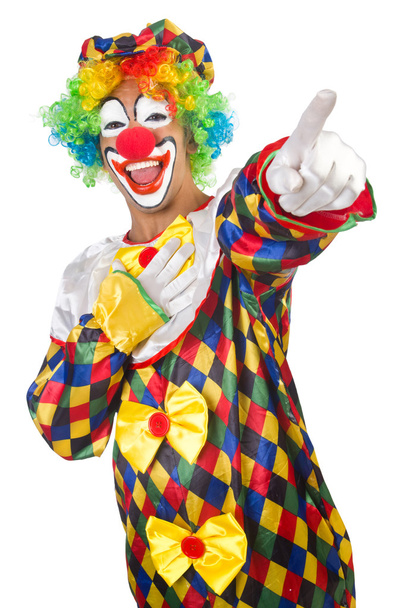 Funny clown isolated on white - Foto, afbeelding