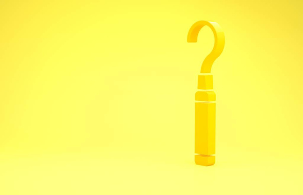 Escalador explorador dental amarillo para ícono de dientes aislado sobre fondo amarillo. Concepto minimalista. 3D ilustración 3D render
 - Foto, Imagen