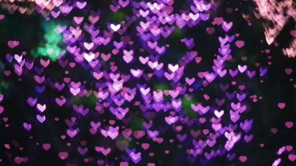 little hearts falling and blur pink shape heart change color background - Footage, Video
