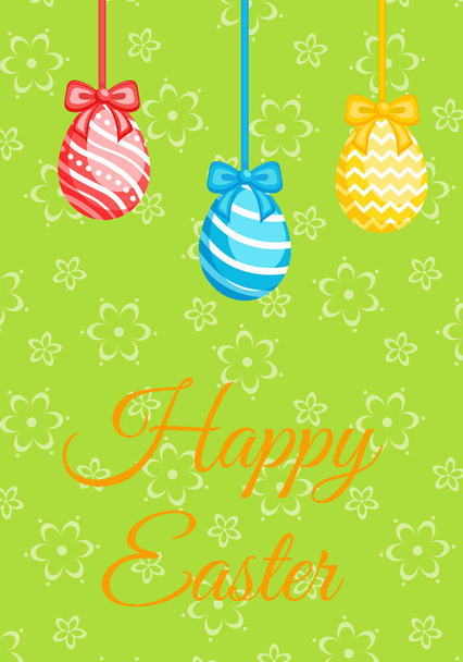 Happy Easter greeting card with colorful eggs - Vetor, Imagem