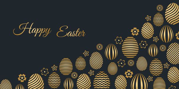 Happy Easter holiday gold colored banner - Вектор, зображення