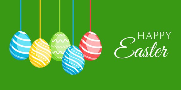 Happy Easter greeting banner with colorful eggs - Vettoriali, immagini