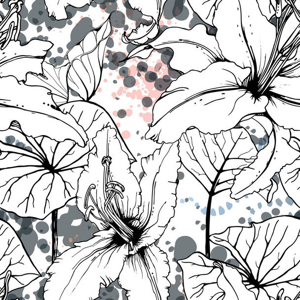 Artistic Tropical, modern Black and white graphic - Вектор,изображение
