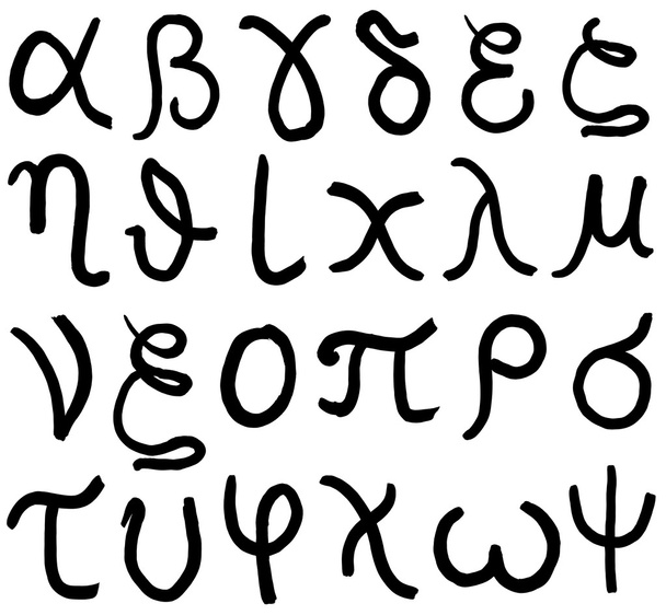 lettres grecques minuscules écrites à la main à l'encre noire
 - Photo, image