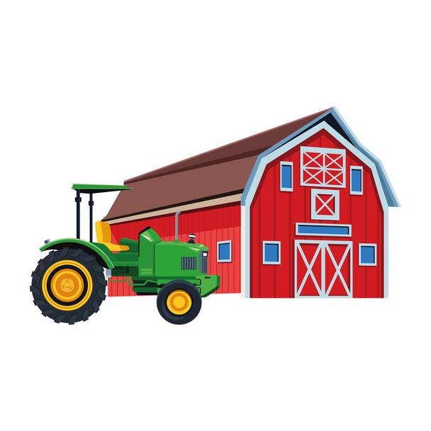 truck and wooden Farm barn design - Vector, Image