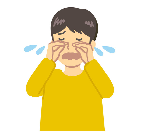 Chorando menino em roupas amarelas
 - Vetor, Imagem